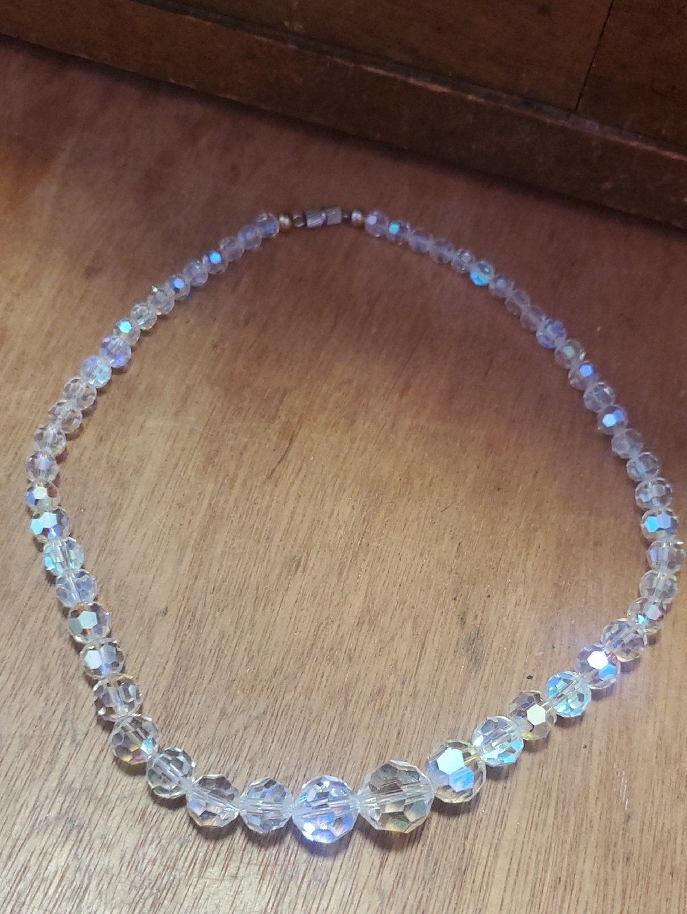 Crystal Aurora Bead Necklace - Clear D